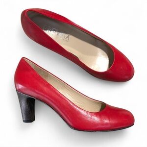 Prevata Red Leather Pumps